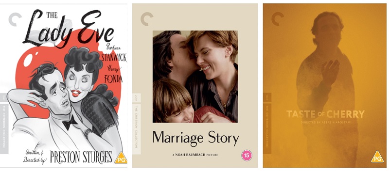 Film Posters for Lady Eve, Marriage Story, Taste of Cheery